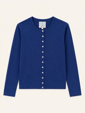 agnès b. Organic Cotton Snap Cardigan Blue